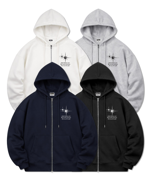 Starlight Mood Two-way Overfit Hooded Zip-Up 4Color