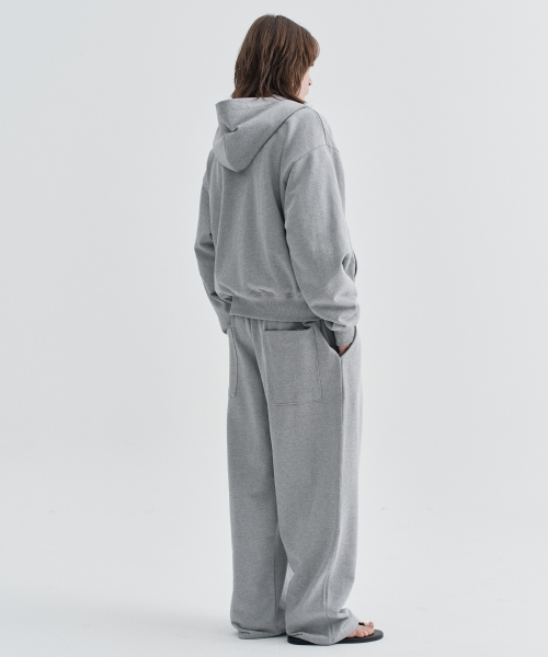 Riv Semi-Over Fit Hood Zip-up_Melange Grey