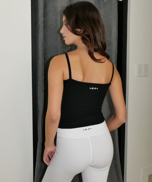 Skinny Strap Ribbed Tank черный