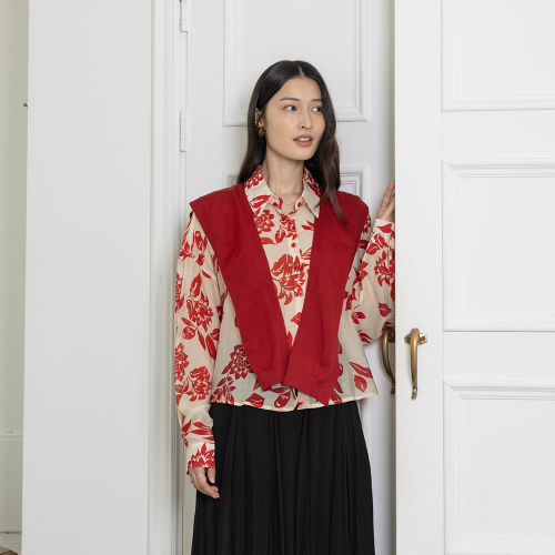LS_Maple leaf shirt and shawls set_RED