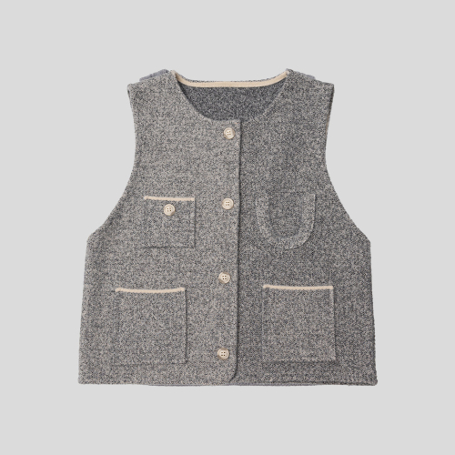 LS_Solid color knit vest_2color