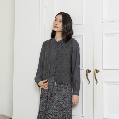 LS_Zipper knit vest_GRAY
