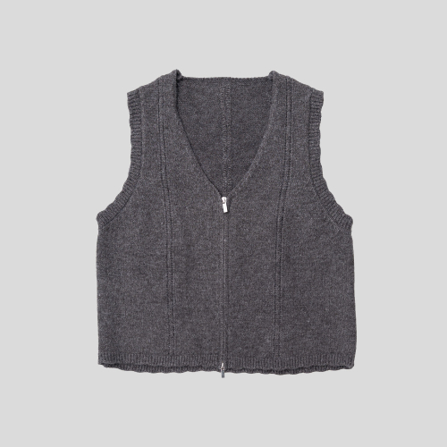 LS_Zipper knit vest_GRAY