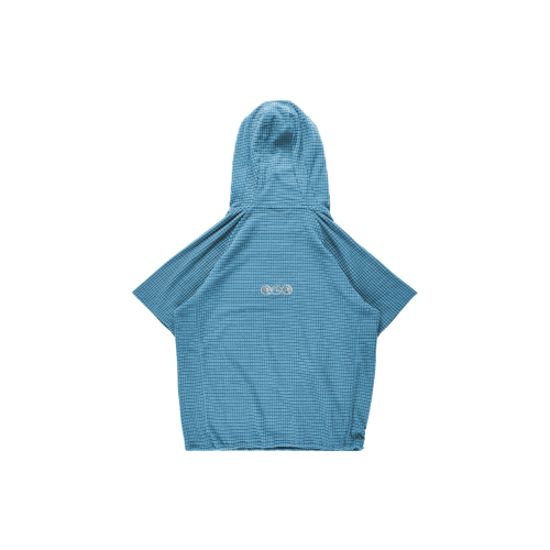 Waffle Balaclava Half Hoodie blue