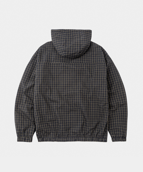 Multicolor Check Hooded Windbreaker Jacket Black