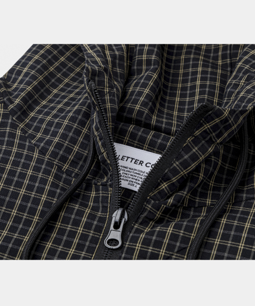Multicolor Check Hooded Windbreaker Jacket Black