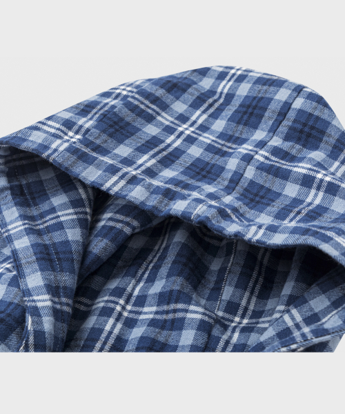 Owl Check Hooded Windbreaker Jacket Dark blue