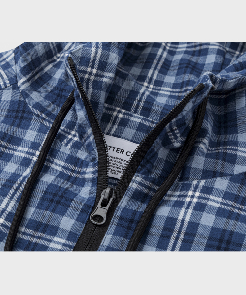 Owl Check Hooded Windbreaker Jacket Dark blue