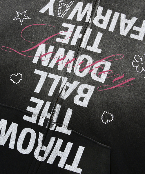 MUSINSA | GRAILZ OVER GRAPHIC VINTAGE ZIP HOODIE [BLACK]