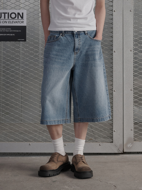 Denim Bermuda Pants - Light Blue