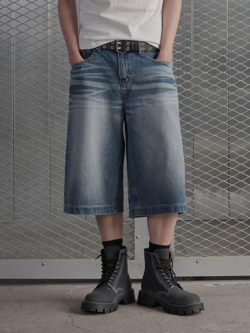 Denim Bermuda Pants - Blue