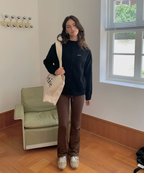 High Neck Cardigan черный