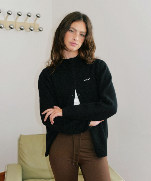 High Neck Cardigan черный