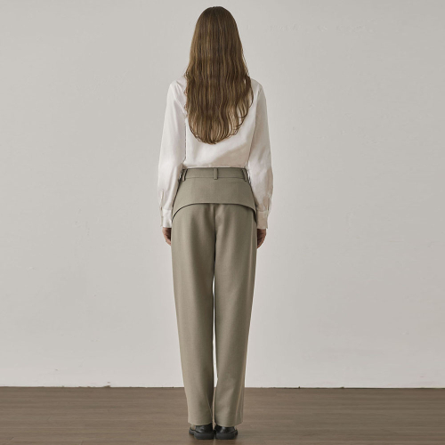 BACK DETAIL WIDE TROUSER - KHAKI