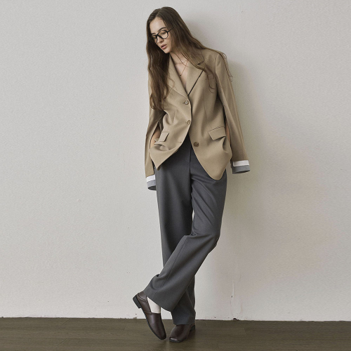 CUFFS DETACHABLE SINGLE BREASTED JACKET - BEIGE