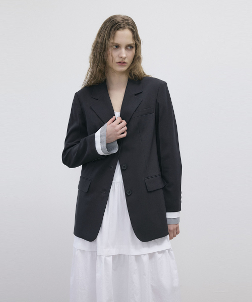 CUFFS DETACHABLE SINGLE BREASTED JACKET - GREY