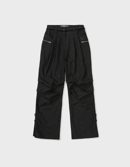 [MMW] TWO TUCK STRIPE PANTS (BLACK)