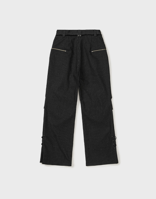 [MMW] TWO TUCK STRIPE PANTS (BLACK)