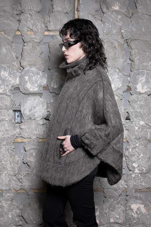 HAIRY BELTED CAPE COAT