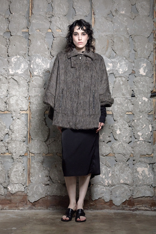 HAIRY BELTED CAPE COAT