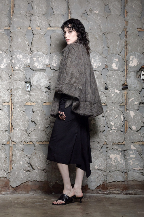 HAIRY BELTED CAPE COAT