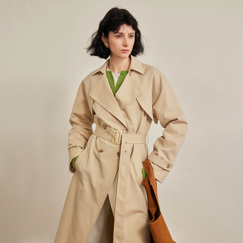 YY_Lapel waistband trench coat_2color