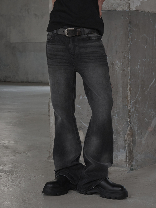 Flare Denim Pants - Black