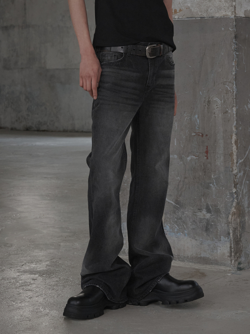 Flare Denim Pants - Black