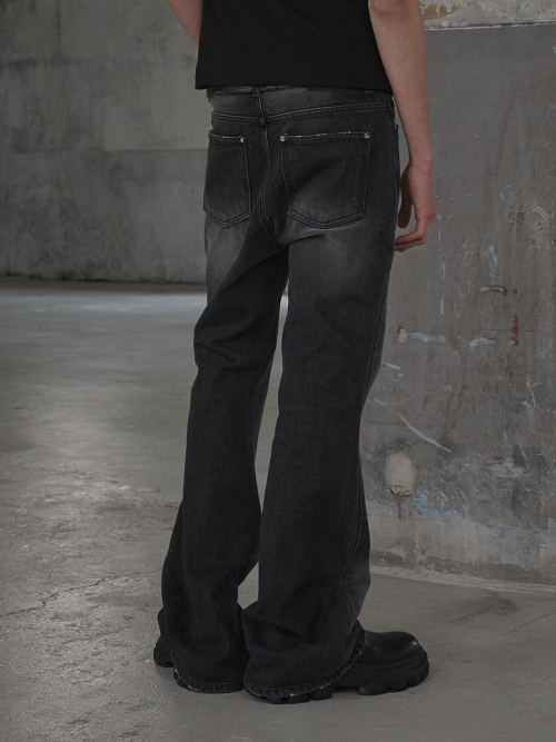 Flare Denim Pants - Black
