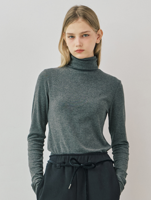 Daily angora turtleneck t-shirt - charcoal