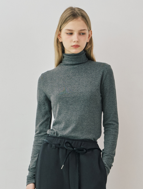 Daily angora turtleneck t-shirt - charcoal