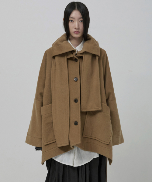 Wool Muffler Coat (FL-051_Dark Beige)