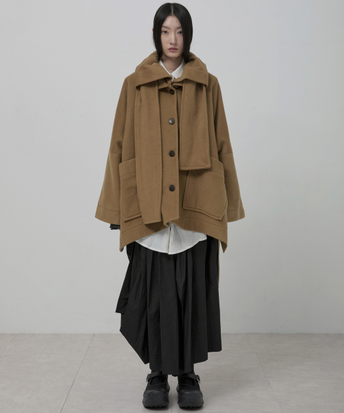 Wool Muffler Coat (FL-051_Dark Beige)