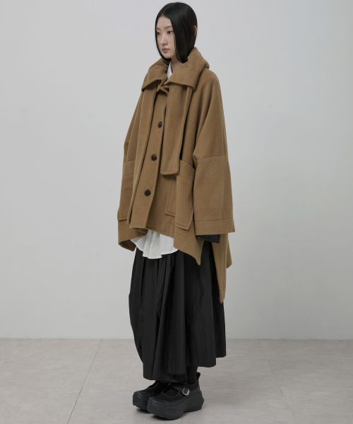 Wool Muffler Coat (FL-051_Dark Beige)