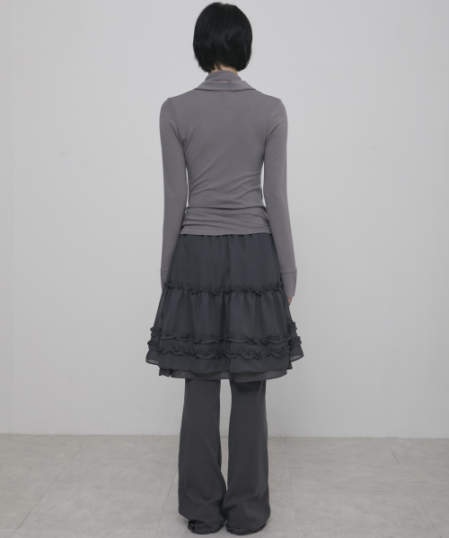 3-Layered Ruffle Skirt Pants (FL-260_Charcoal)