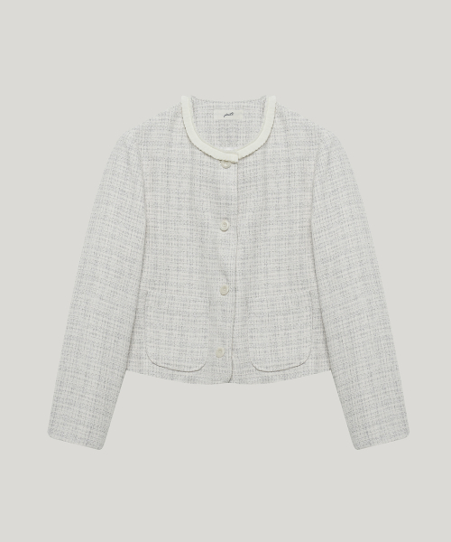 lace tweed jacket_ivory/gray
