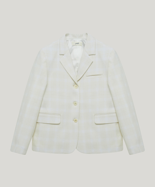 soft checkered wool jacket_ivory