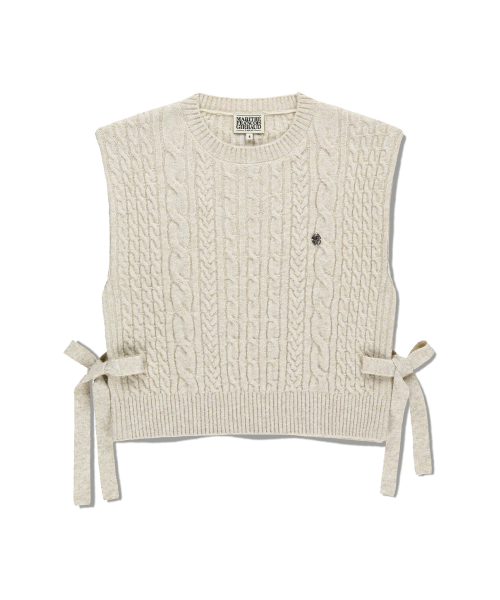 W SIDE RIBBON KNIT VEST ivory