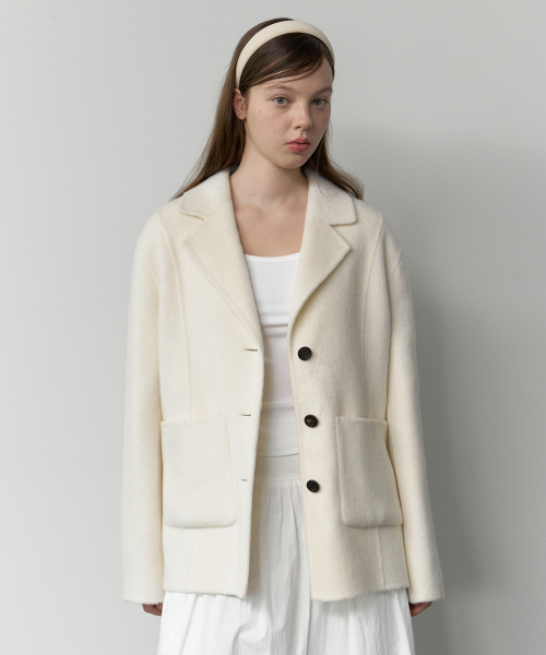 Wool handmade tailored jacket - ivory