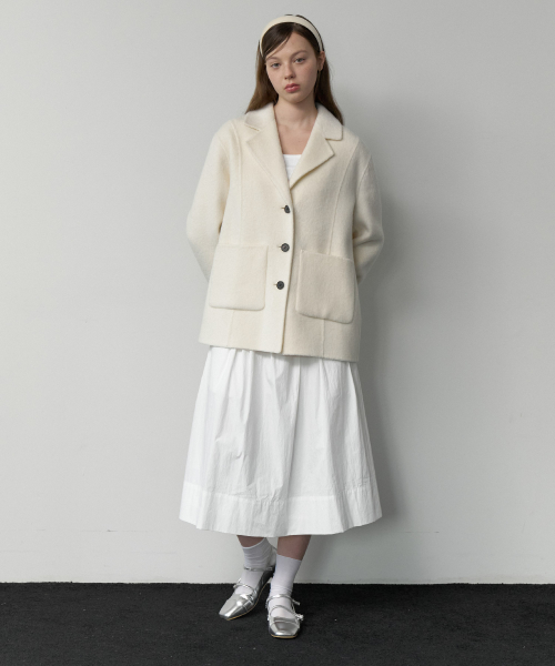 Wool handmade tailored jacket - ivory