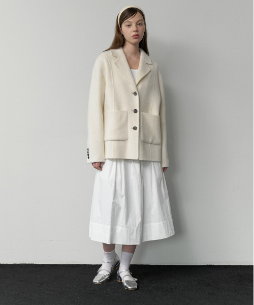 Wool handmade tailored jacket - ivory