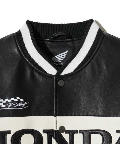 Wappen Leather Varsity Jacket_Black