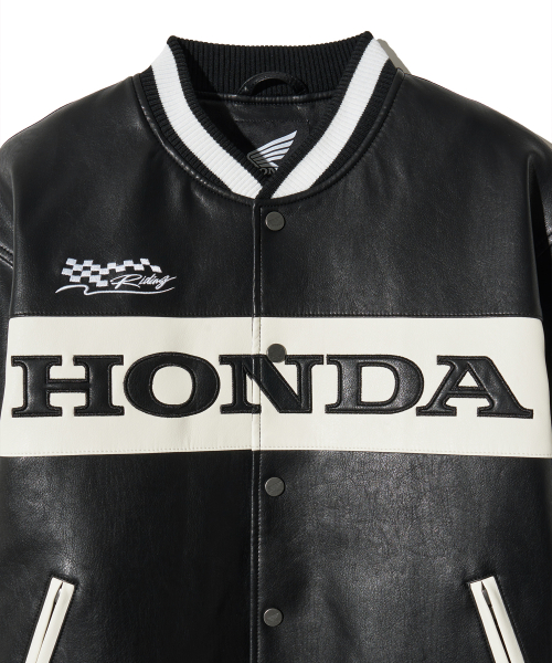 Wappen Leather Varsity Jacket_Black