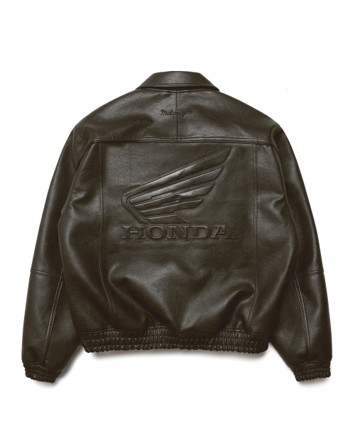 Motorcycle Piping Leather Jacket Brown