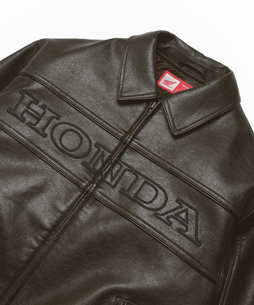 Motorcycle Piping Leather Jacket Brown