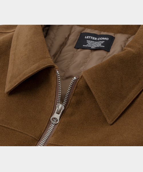 Western Chest Suede blouson jacket Dark Camel
