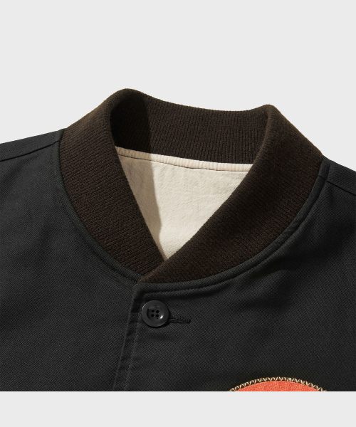 HEAVY MOLESKIN BOMBER JACKET [Black Ink]