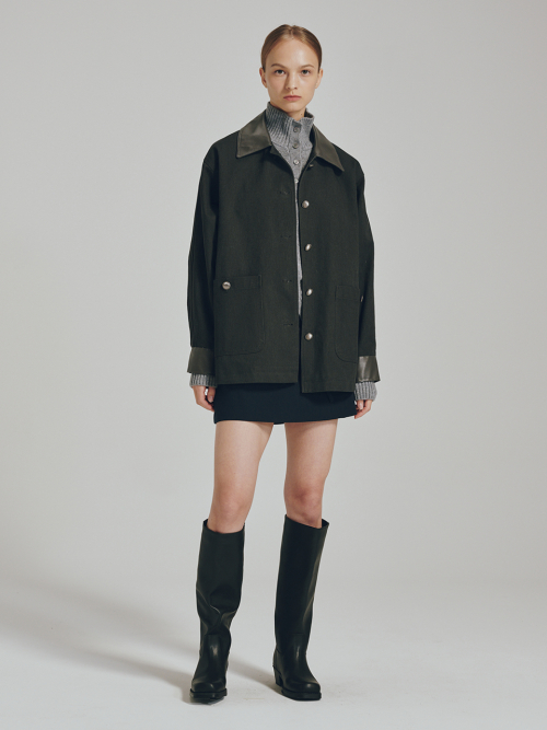 кожаный куртка - серый / Cotton Leather Work Jacket - Dark Gray