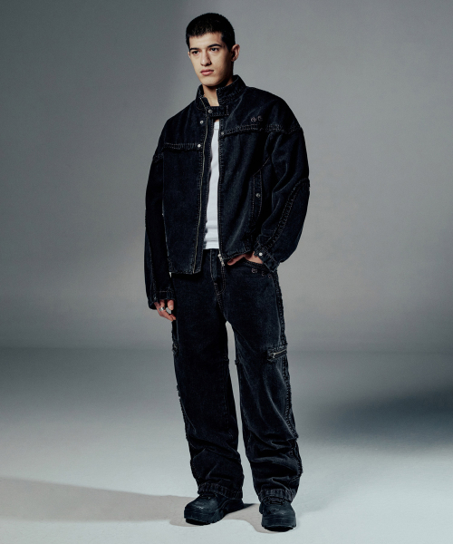 NO RELIGION DENIM RIDER JACKET - W.BLACK