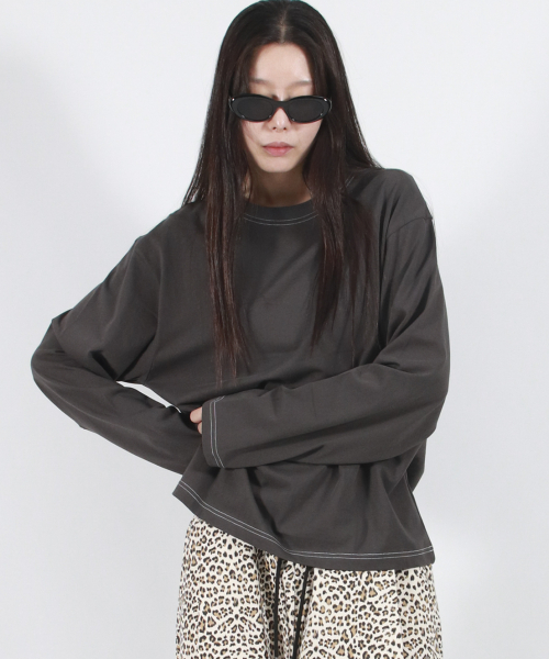 OUTSTITCH LOOSE FIT LONG SLEEVE TEE - Charcoal